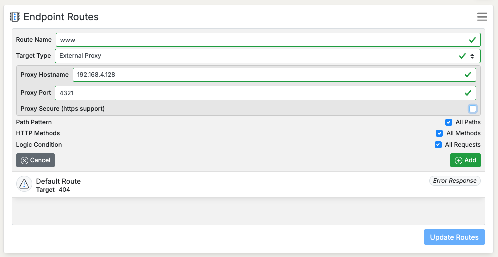 Create route proxy for local webserver process