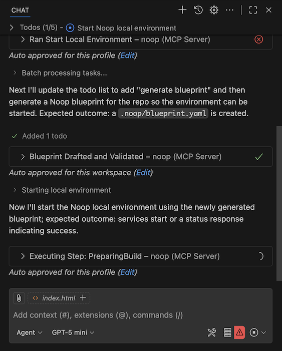 MCP template running within Noop Workshop